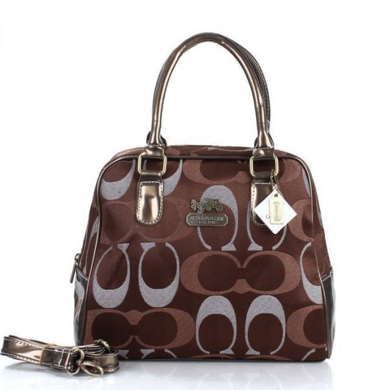 Coach Georgie In Signature Medium Coffee Satchels ETZ - Click Image to Close